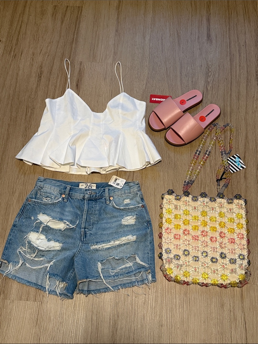 Zara White Spaghetti Strap cropped Peplum Top - Picture 7 of 16